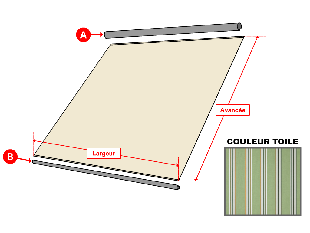 Toile pour store à projection Dickson Orchestra Rayure fantaisie 8230 Saragosse - 2.5x1.5m - remplacement toile de store à projection