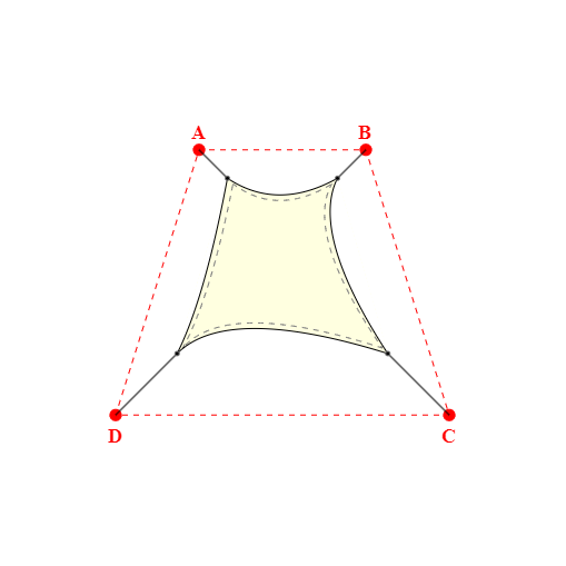 Voile d'ombrage trapèze en Soltis Lounge 96 Blanc Cassé 96-1103 - 0,99x1,69x1,89x1,69m