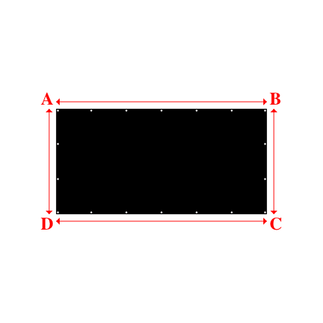 Bâche plate rectangle sur mesure en Membrane PVC 670gr/m² Noir RAL 9005 - 3.00x1.50m