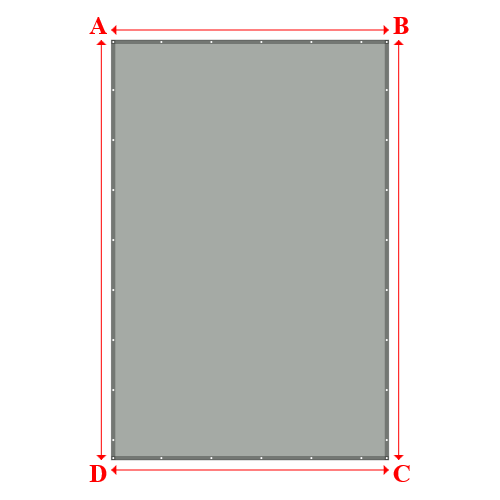 Bâche plate rectangle sur mesure en Membrane PVC 670gr/m² Gris clair RAL 7038 - 3.50x5.30m