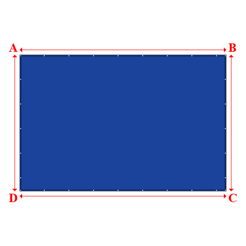 Bâche plate rectangle sur mesure en Membrane PVC 670gr/m² Bleu foncé RAL 5002 - 5.30x3.50m