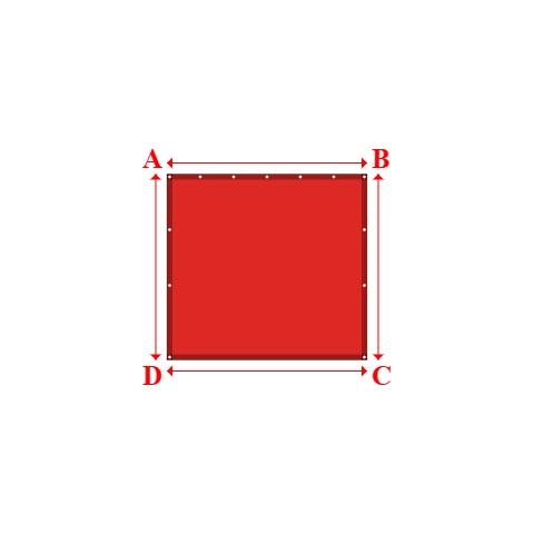 Bâche plate rectangle sur mesure en Membrane PVC 670gr/m² Rouge RAL 3002 - 1.80x1.67m