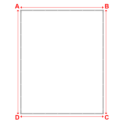 Bâche plate rectangle sur mesure en Membrane PVC 670gr/m² Blanc RAL 9016 - 3.99x5.00m