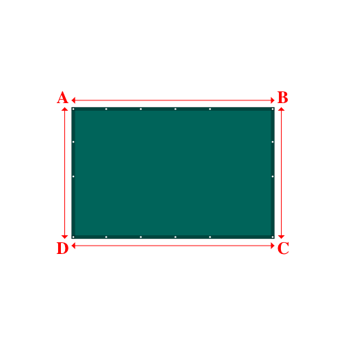 Bâche plate rectangle sur mesure en Membrane PVC 670gr/m² Vert industrie RAL 6026 - 2.93x1.90m