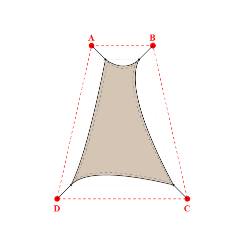 Voile d'ombrage trapèze en Soltis Perform 92 Beige Sablé 92-2135 - 1,34x5,16x4,09x5,16m