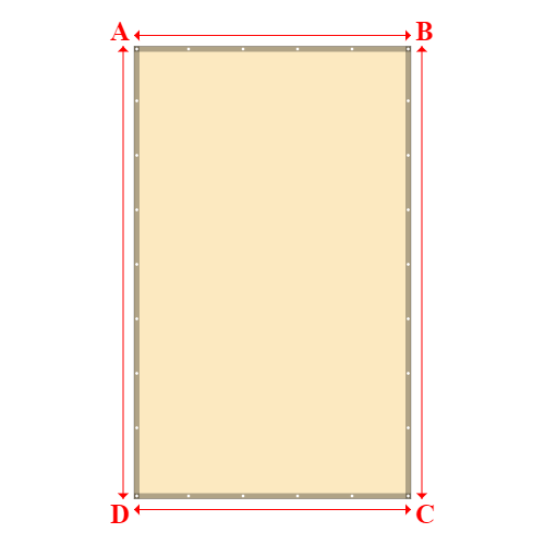 Bâche plate rectangle sur mesure en Membrane PVC 670gr/m² Beige ral 1015 - 2.54x4.15m