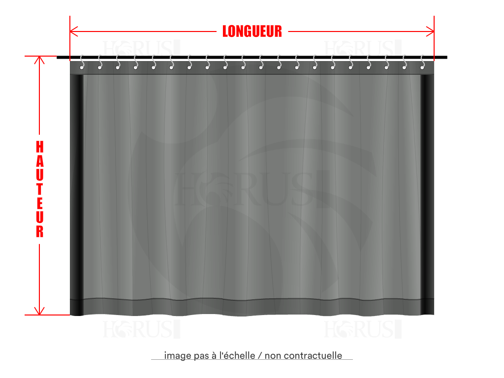 Rideau de séparation sur mesure en Membrane PVC 670gr/m² Gris clair RAL 7038 - 5.16x2.3m