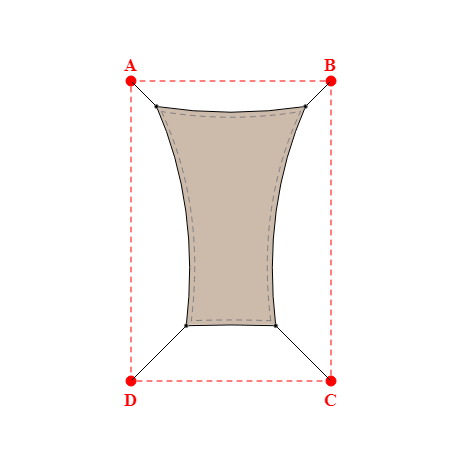 Voile d'ombrage rectangle en Soltis Lounge 96 Sandy beige 96-2135 - 1,49x2,19x0,89x2,19m