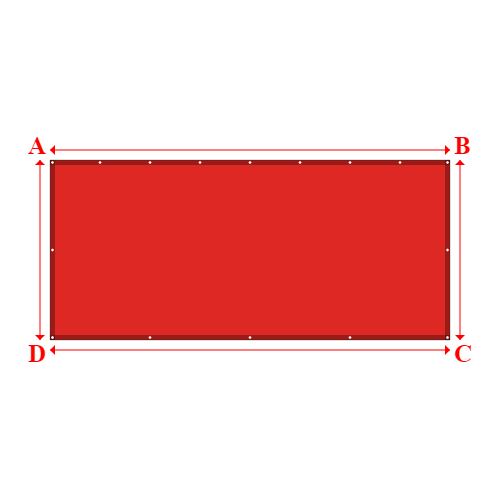 Bâche plate rectangle sur mesure en Membrane PVC 670gr/m² Rouge RAL 3002 - 4.00x1.80m