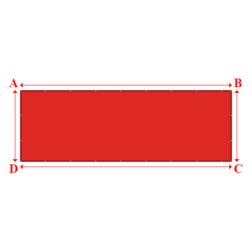 Bâche plate rectangle sur mesure en Membrane PVC 670gr/m² Rouge RAL 3002 - 7.52x2.54m