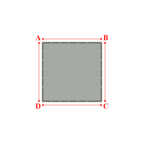 Bâche plate rectangle sur mesure en Membrane PVC 670gr/m² Gris clair RAL 7038 - 2.00x2.00m