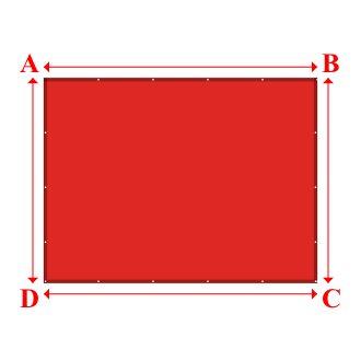 Bâche plate rectangle sur mesure en Membrane PVC 670gr/m² Rouge RAL 3002 - 4.00x3.00m