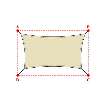 Voile d'ombrage rectangle en Soltis Perform 92 Quartz 92-50303 - 5,49x2,99x4,89x2,99m