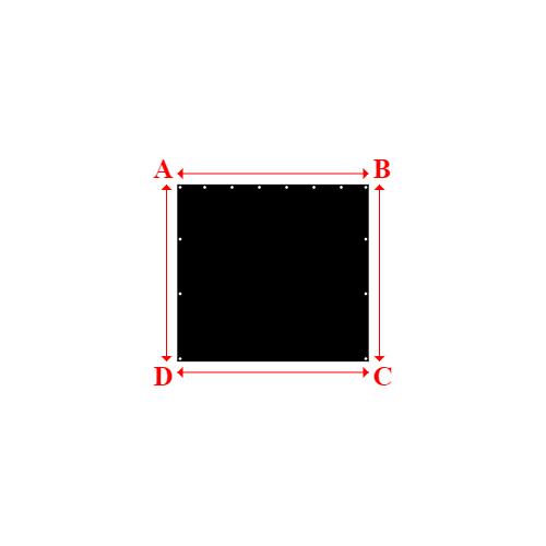 Bâche plate rectangle sur mesure en Membrane PVC 670gr/m² Noir RAL 9005 - 1.75x1.62m