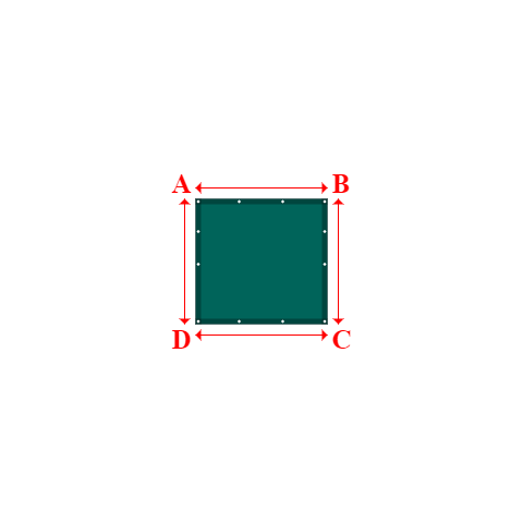 Bâche plate rectangle sur mesure en Membrane PVC 670gr/m² Vert industrie RAL 6026 - 1.21x1.15m