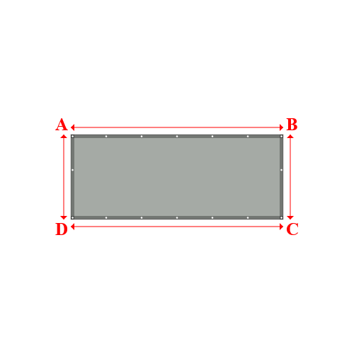 Bâche plate rectangle sur mesure en Membrane PVC 670gr/m² Gris clair RAL 7038 - 3.00x1.20m
