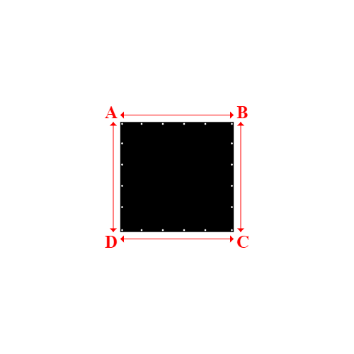 Bâche plate rectangle sur mesure en Membrane PVC 670gr/m² Noir RAL 9005 - 1.60x1.55m