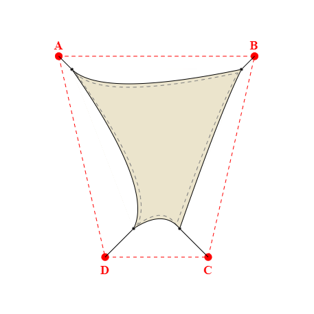 Voile d'ombrage trapèze en Soltis Perform 92 Karité 92-50843 - 3,29x3,19x0,89x3,19m