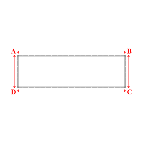 Bâche plate rectangle sur mesure en Membrane PVC 670gr/m² Blanc RAL 9016 - 3.80x1.15m