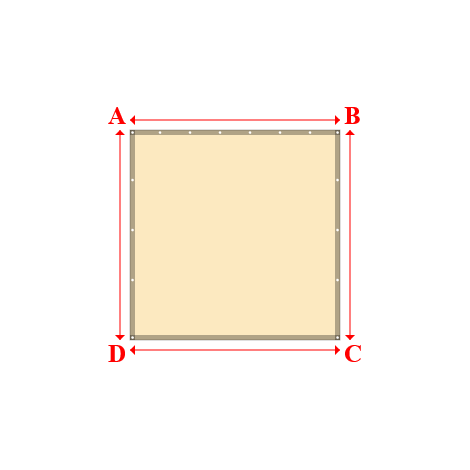 Bâche plate rectangle sur mesure en Membrane PVC 670gr/m² Beige ral 1015 - 2.10x2.10m
