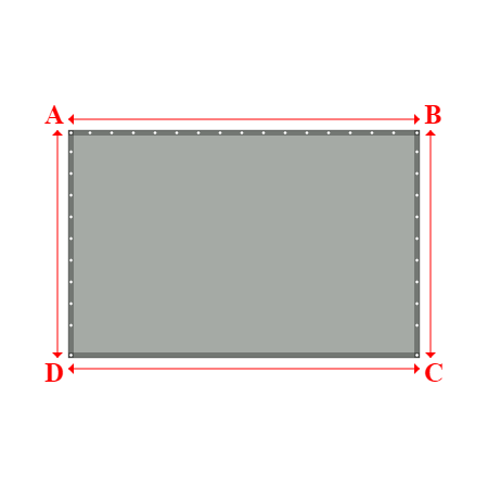 Bâche plate rectangle sur mesure en Membrane PVC 670gr/m² Gris clair RAL 7038 - 3.24x2.10m