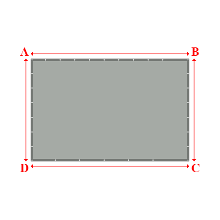 Bâche plate rectangle sur mesure en Membrane PVC 670gr/m² Gris clair RAL 7038 - 3.24x2.10m