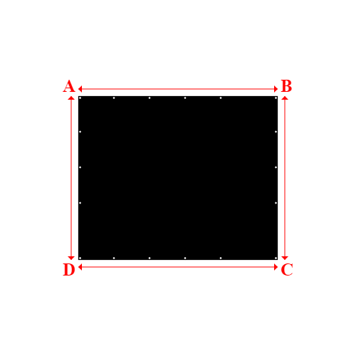 Bâche plate rectangle sur mesure en Membrane PVC 670gr/m² Noir RAL 9005 - 2.80x2.30m