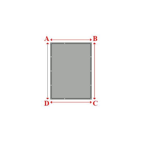 Bâche plate rectangle sur mesure en Membrane PVC 670gr/m² Gris clair RAL 7038 - 1.45x2.00m