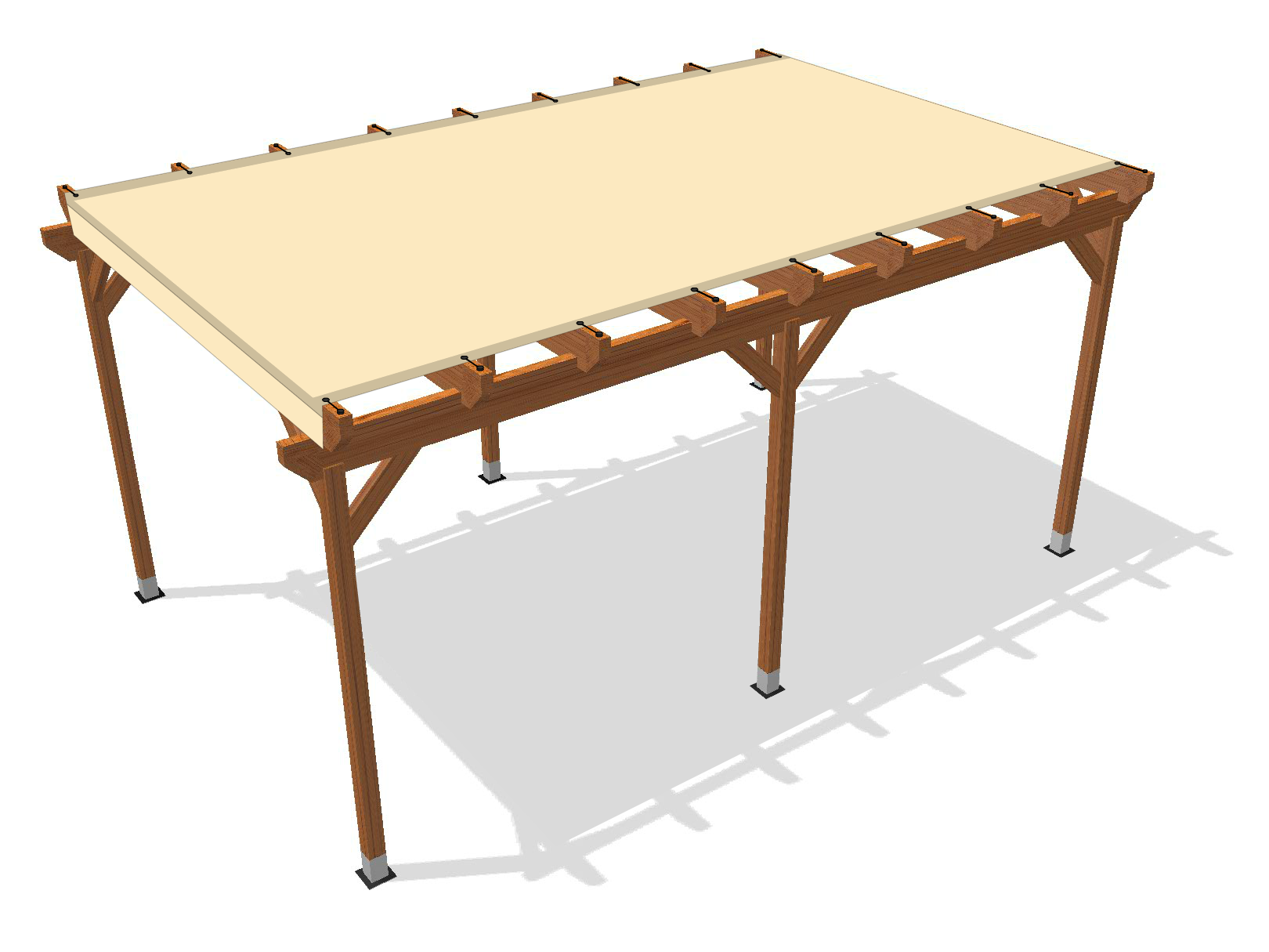 Bâche pour pergola bois sur pieds sans débord en Membrane PVC 670gr/m² Beige ral 1015