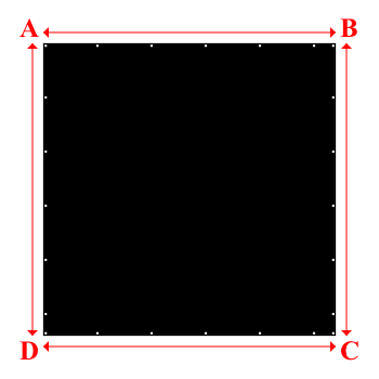 Bâche plate rectangle sur mesure en Membrane PVC 670gr/m² Noir RAL 9005 - 3.00x3.00m