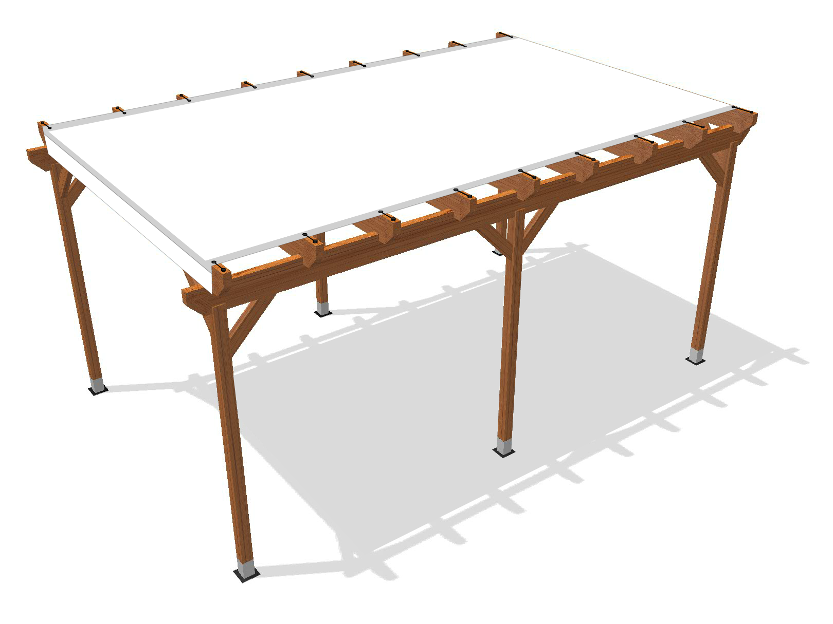Bâche pour pergola bois sur pieds sans débord en Membrane PVC 670gr/m² Blanc RAL 9016