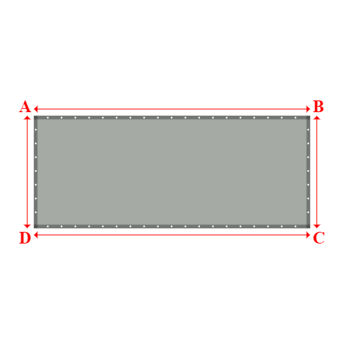 Bâche plate rectangle sur mesure en Membrane PVC 670gr/m² Gris clair RAL 7038 - 4.01x1.63m