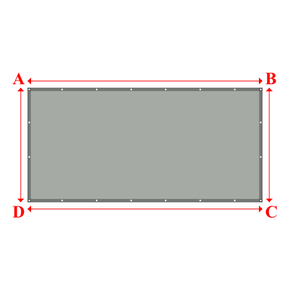 Bâche plate rectangle sur mesure en Membrane PVC 670gr/m² Gris clair RAL 7038 - 3.70x1.80m