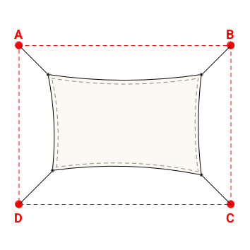 Voile d'ombrage rectangle en Soltis Perform 92 Blanc 92-2044 - 2,89x1,89x2,81x1,81m