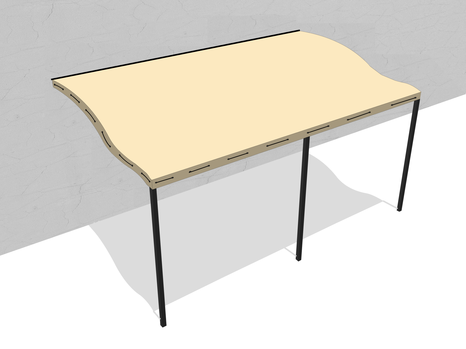 Bâche pour pergola métallique murale à vague en Membrane PVC 670gr/m² Beige ral 1015