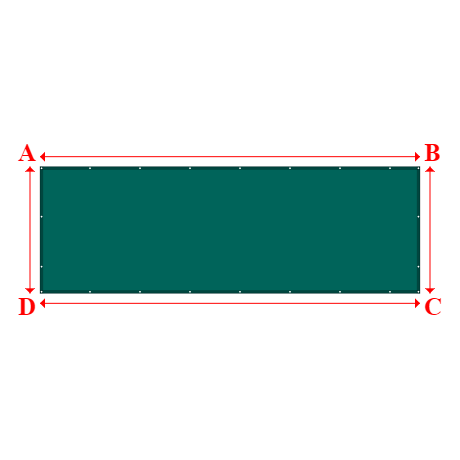 Bâche plate rectangle sur mesure en Membrane PVC 670gr/m² Vert industrie RAL 6026 - 6.00x2.00m