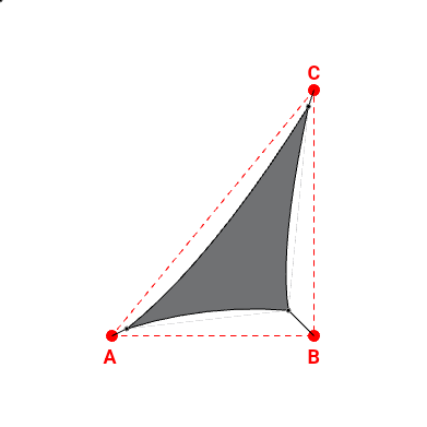 Voile d'ombrage triangle en Soltis Perform 92 Béton 92-2167 - 2,98x3,75x5,25m
