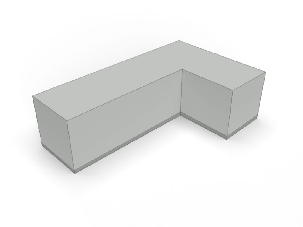 Quadrilatère Rectangle L en Membrane PVC 670gr/m² Gris clair RAL 7038