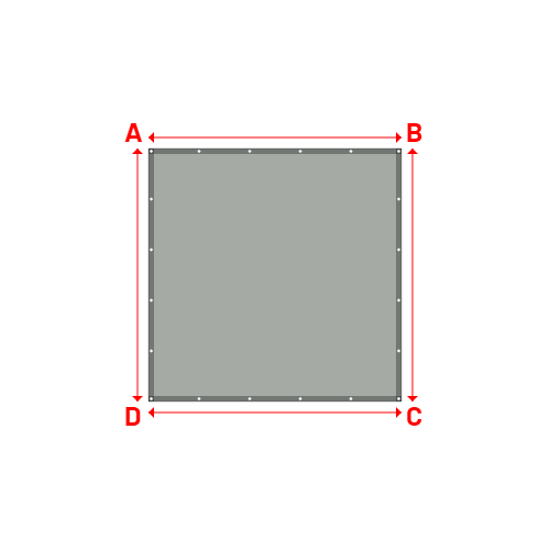 Bâche plate rectangle sur mesure en Membrane PVC 670gr/m² Gris clair RAL 7038 - 2.30x2.30m