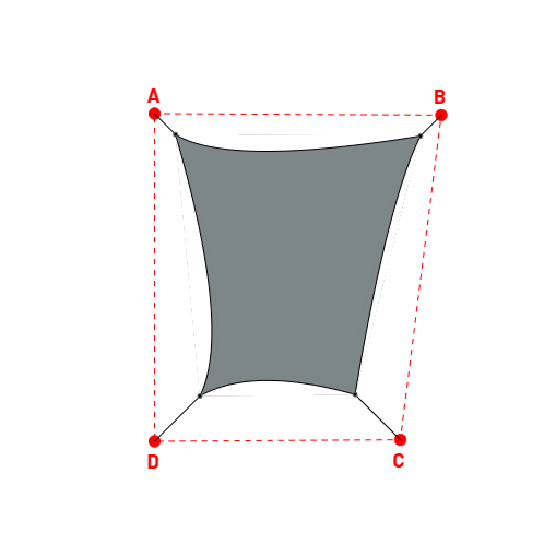 Voile d'ombrage trapèze en Soltis Lounge 96 Platine 96-50844 - 2,99x3,19x1,89x3,19m