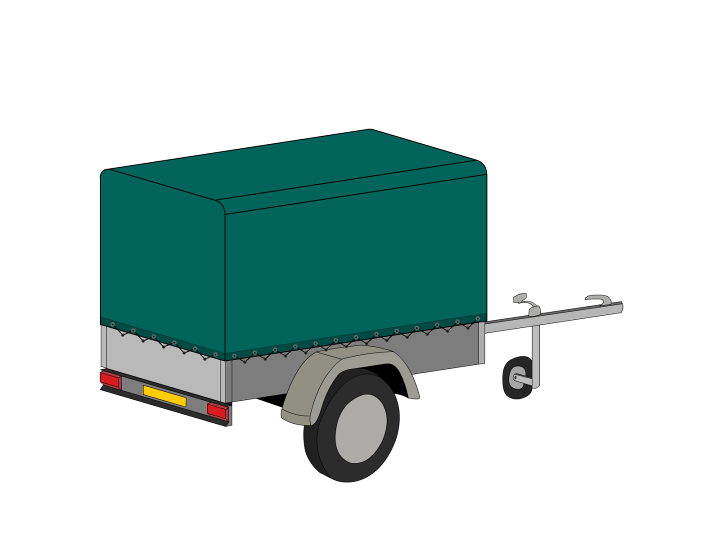 Bâche pour remorque bagagère Bord arrondi droite en Membrane PVC 670gr/m² Vert industrie RAL 6026