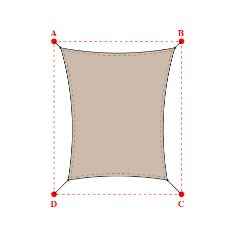 Voile d'ombrage rectangle en Soltis Lounge 96 Sandy beige 96-2135 - 4,49x5,19x3,89x5,19m