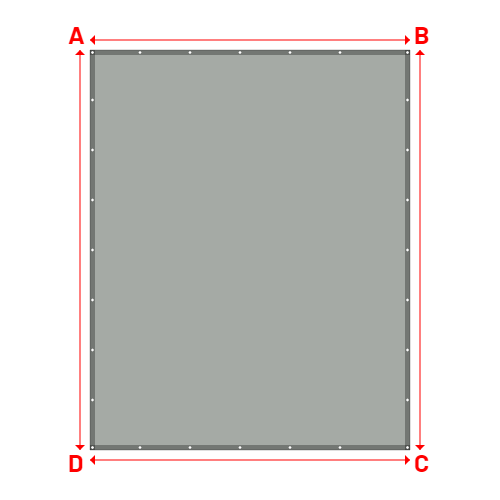 Bâche plate rectangle sur mesure en Membrane PVC 670gr/m² Gris clair RAL 7038 - 3.20x4.00m
