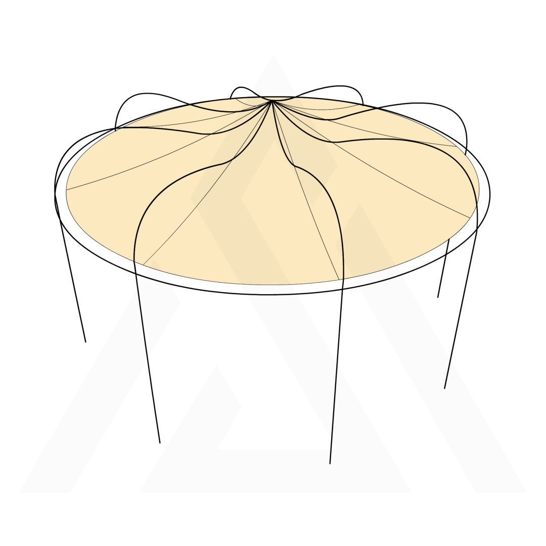 Bâche tonnelle ronde conique suspendue en Membrane PVC 670gr/m² Beige ral 1015 - Ø3.5m