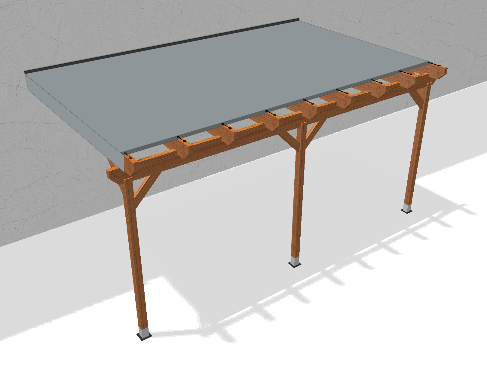 Bâche pour pergola bois murale avec débord en Flexlight Lodge 6002 630gr/m² Gris 6002-20024