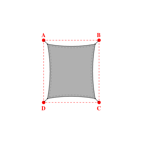 Voile d'ombrage rectangle en Soltis Perform 92-2044 BLANC - 3,08x3,52x3,08x3,52m