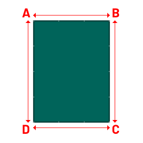 Bâche plate rectangle sur mesure en Membrane PVC 670gr/m² Vert industrie RAL 6026 - 3.00x4.00m