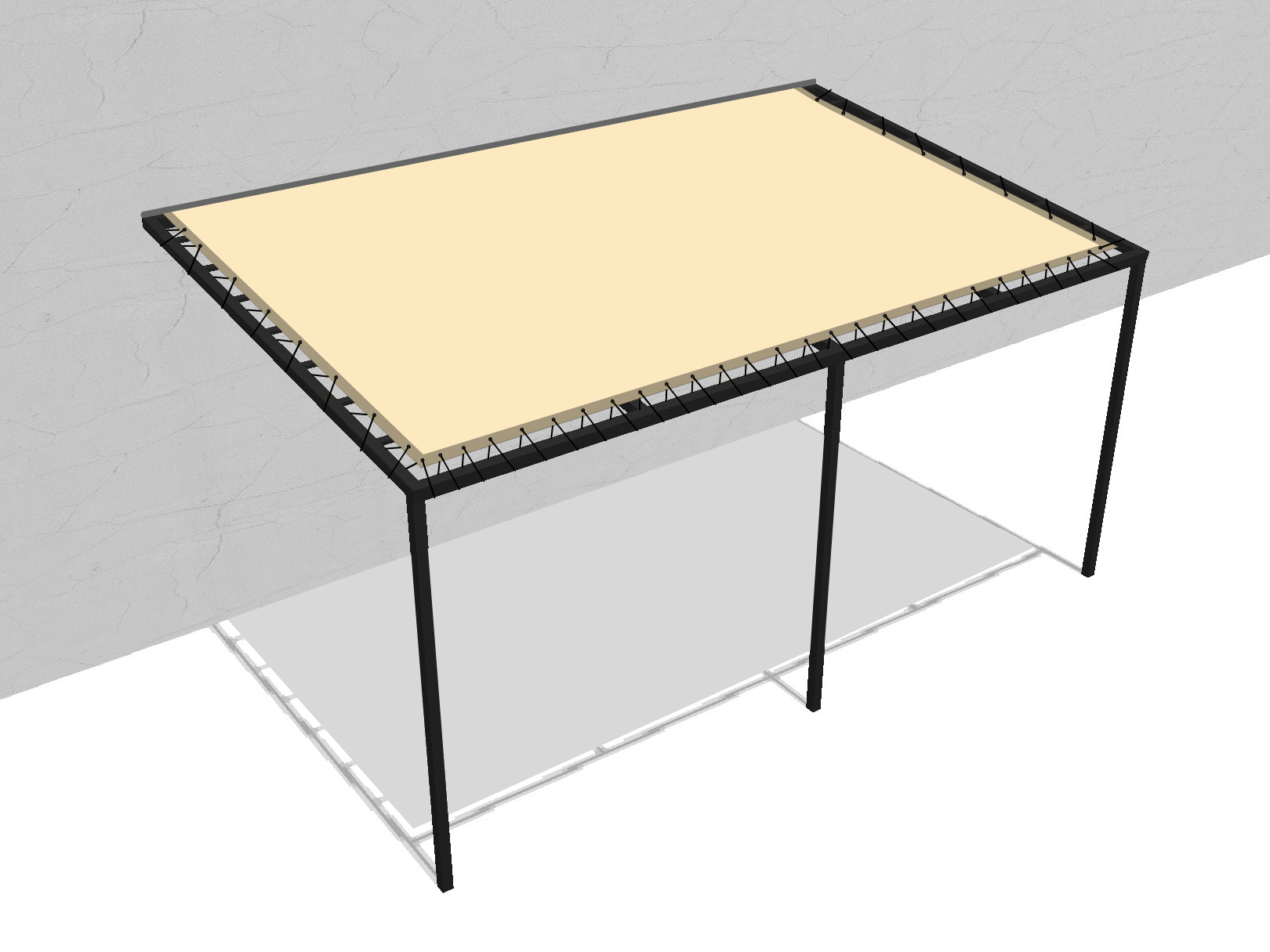 Bâche pour pergola métallique murale droite en Membrane PVC 670gr/m² Beige ral 1015