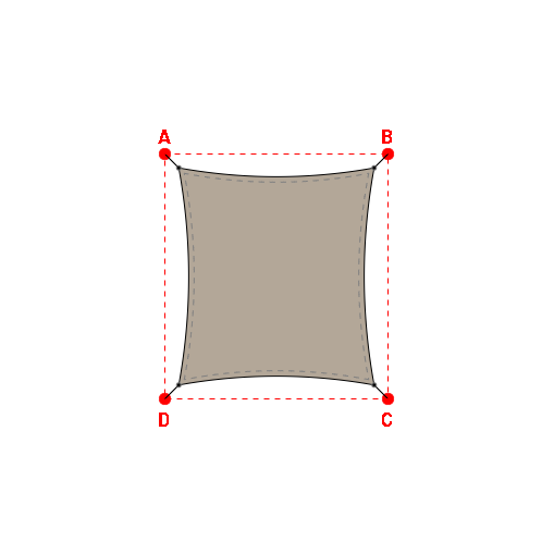 Voile d'ombrage rectangle en Soltis Perform 92 Taupe 92-50850 - 3,59x3,99x3,59x3,99m