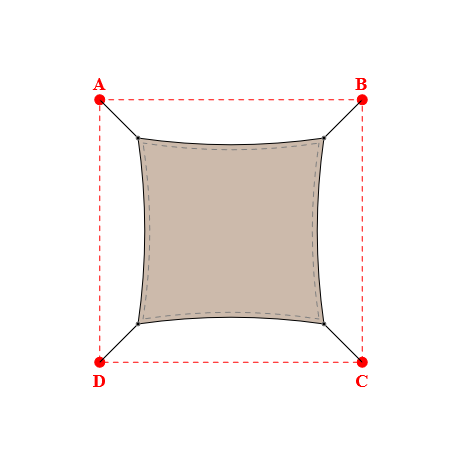 Voile d'ombrage carrée en Soltis Lounge 96 Sandy beige 96-2135 - 1,24x1,24x1,24x1,24m